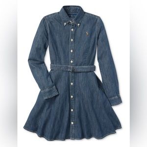 Ralph Lauren Girls Chambray Fit-and-Flare Dress